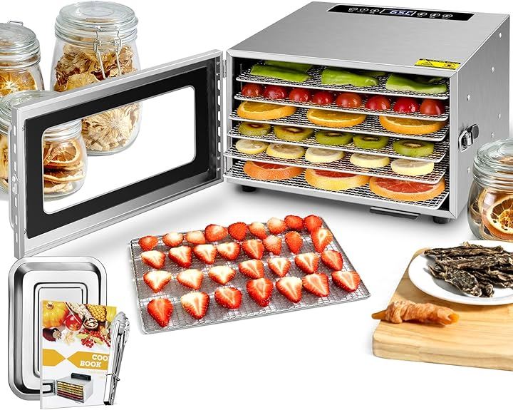 6層食品乾燥機 フードドライヤー 304ステンレス鋼製 家庭用 レシピ付き 日本語説明書付き(Small)