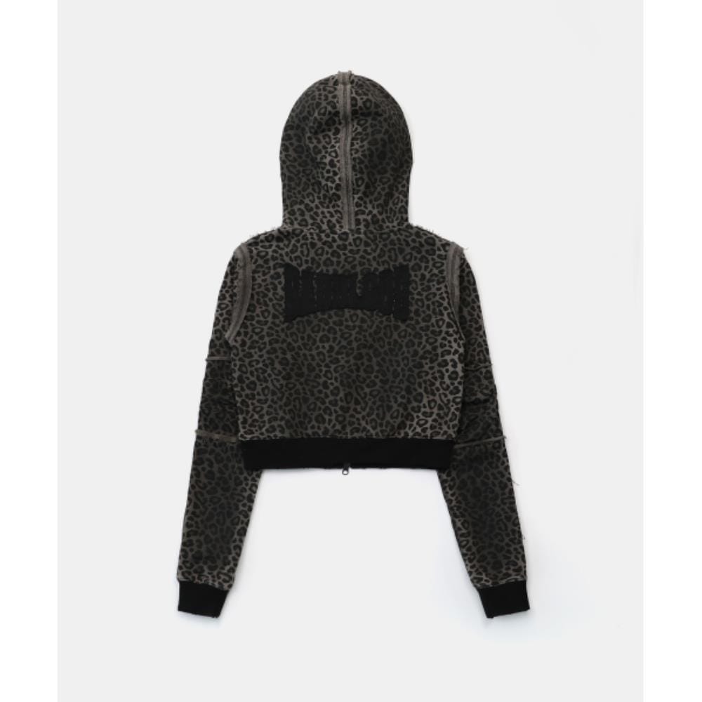 BADBLOOD Low Edge Hoodie Slim Fit Black Leopard w-hde25