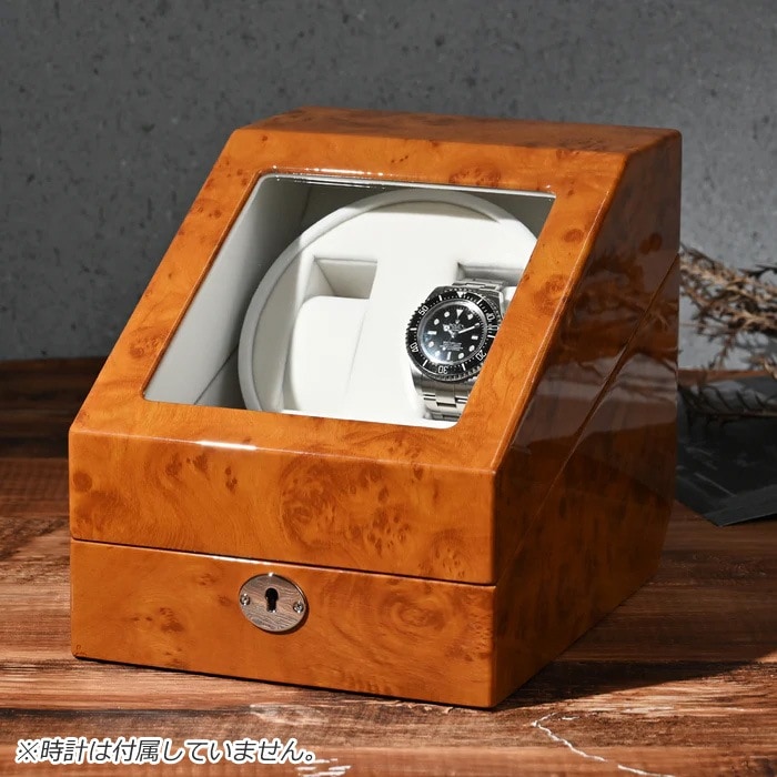 LUHW ワインディングマシーン 腕時計2本巻き 木製 LU2223001RW 木目調ライトブラウン(外装)・ホワイト(内装)