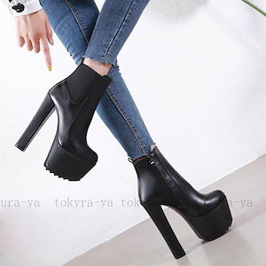 ブーツ レディース ブーツ ショートブーツ レディース 厚底 ヒール16cm 秋冬 暖かい 防寒 シ