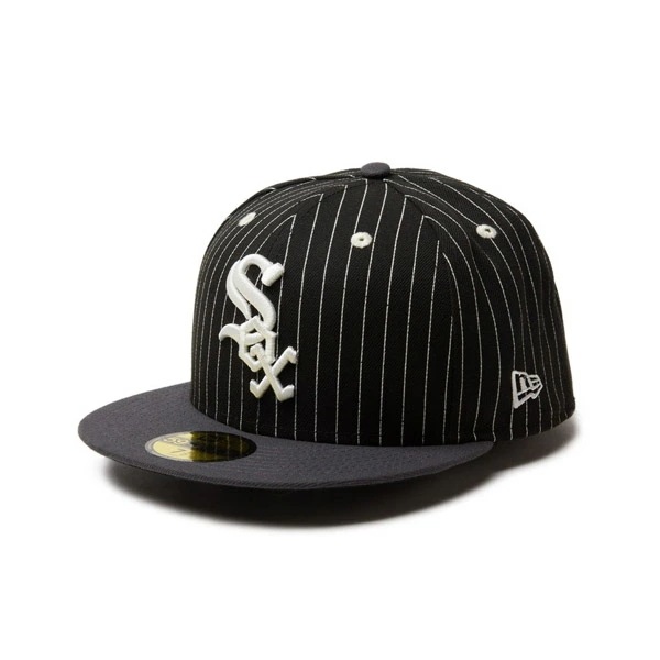 NEWERA CAP ニューエラ キャップ 59FIFTY Pinstripe シカゴ・ホワイトソックス ブラック ダークグラファイトバイザー メンズ 男性 帽子 ハット 小物 国内正規品 正規取扱店