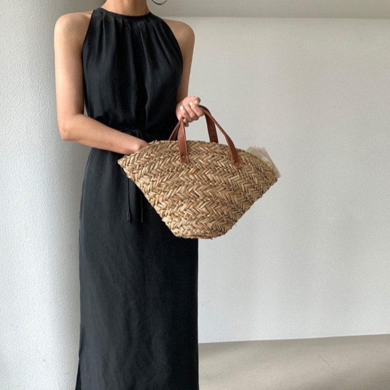 ワンピース ワンピドレス ロング ロング丈 マキシ マキシ丈 ノースリーブ ハイネック スリム ストレート Iライン スリット サイドスリット きれいめ シンプル カジュアル 大人 上品