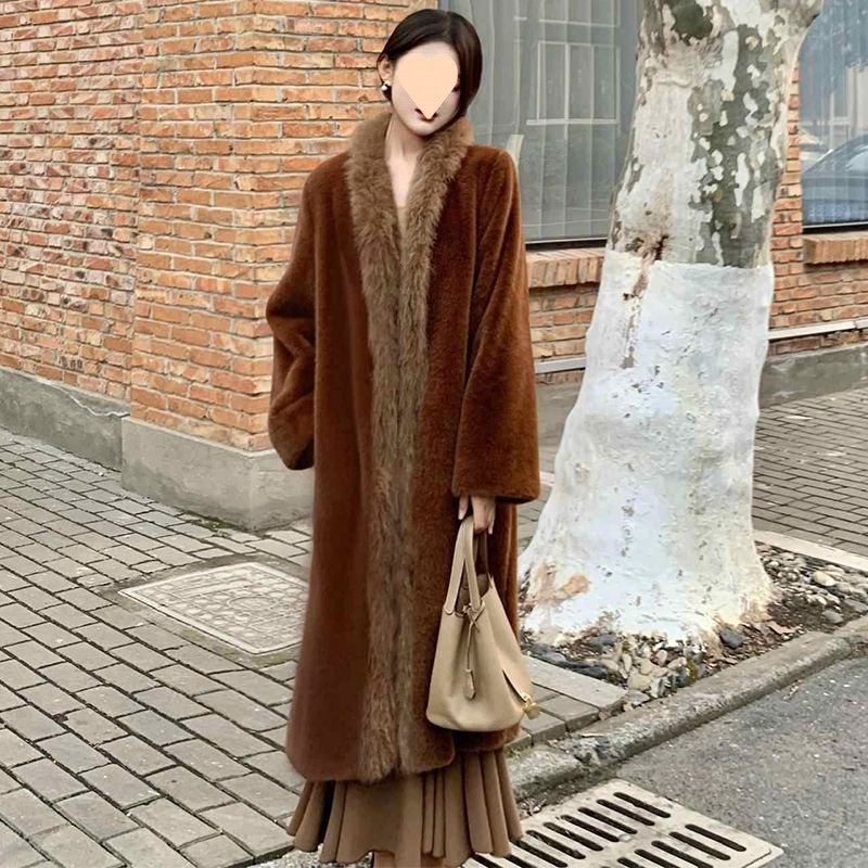 レトロ古銭ブラウンコート冬高級エココート