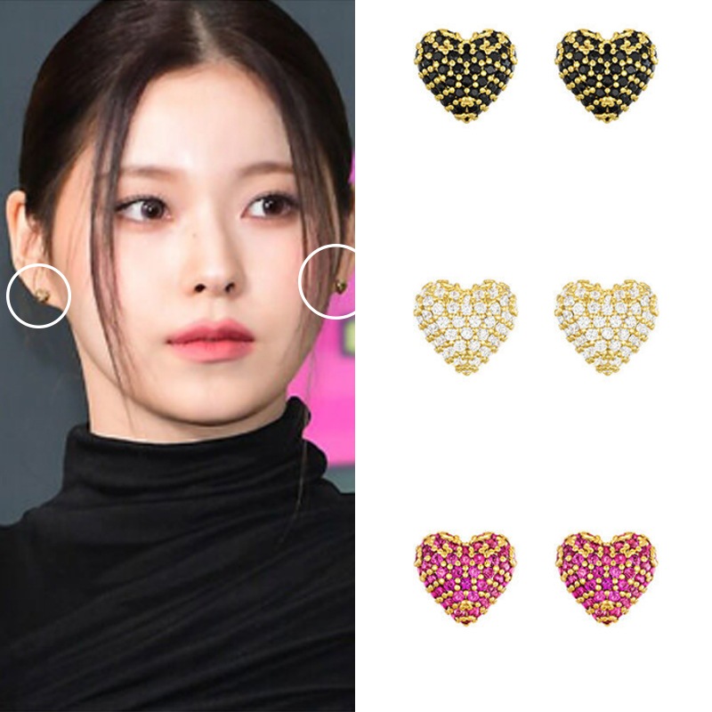 [アンソヒエンミックスギュジン着用] fancy pave heart earring ピアス 韓国ファッションジュエリー セレブが愛するカスタムジュエリー