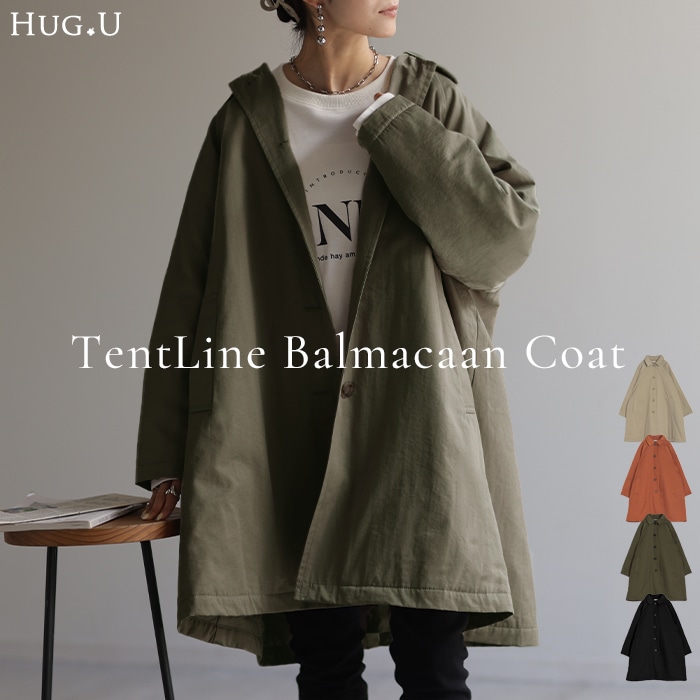 テントラインコート テントライン バルマカーンコート アウター コート レディース ロング ロングコート 長い 中綿コート ビッグシルエット 裏起毛 体型カバー オーバーサイズ おしゃれ きれいめ 大