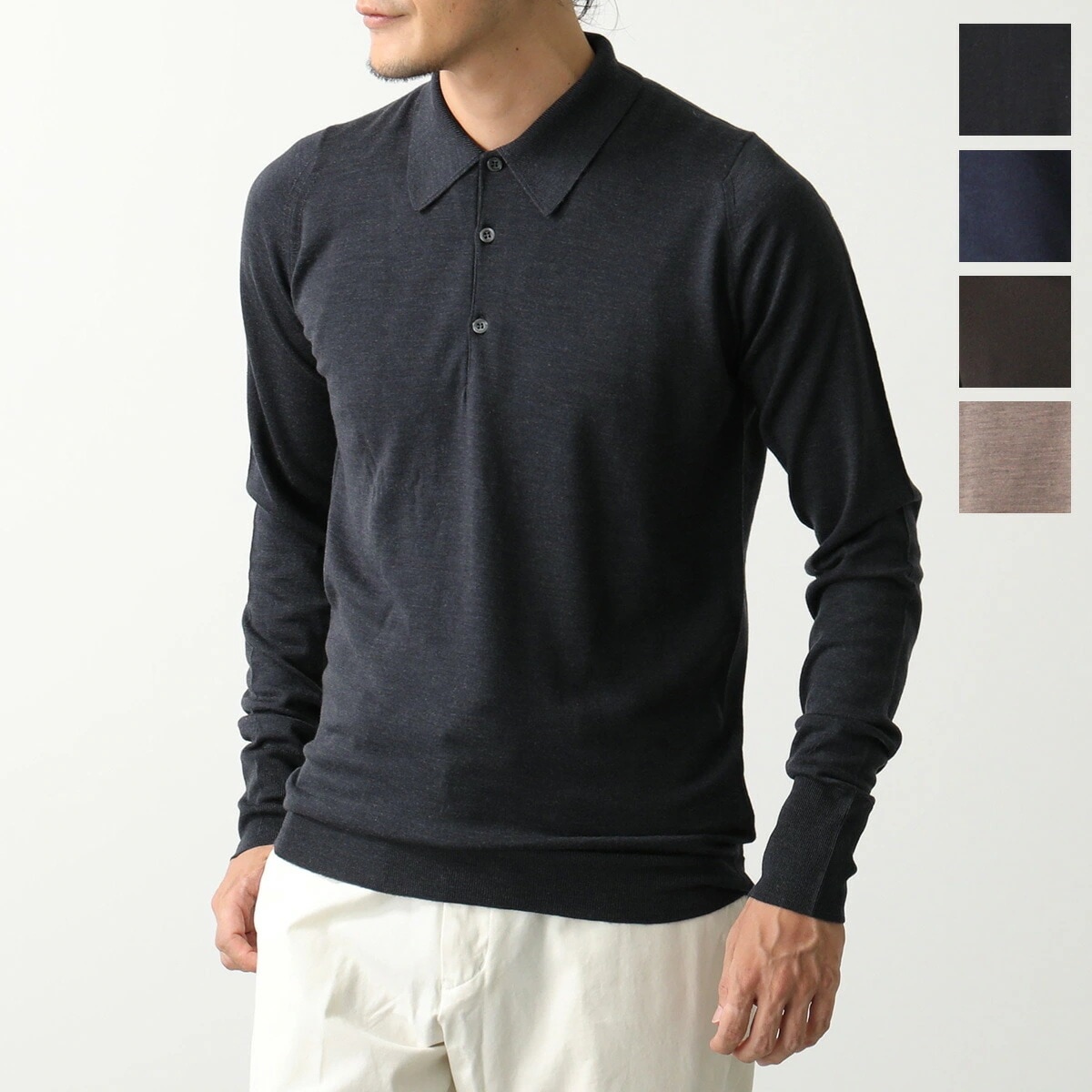 JOHN SMEDLEY ジョンスメドレー ニット ポロシャツ DORSET ドーセット メンズ EASY FIT 30G 長袖 メリノウール 無地 カラー5色