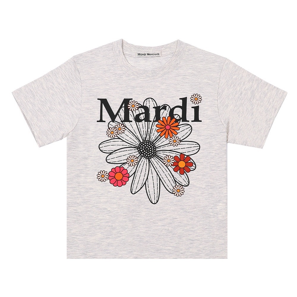 Tシャツ SLIM TSHIRT FLOWERMARDI BLOSSOM OATMEAL BLACK 半袖 レディース 韓国 ファッション アパレル