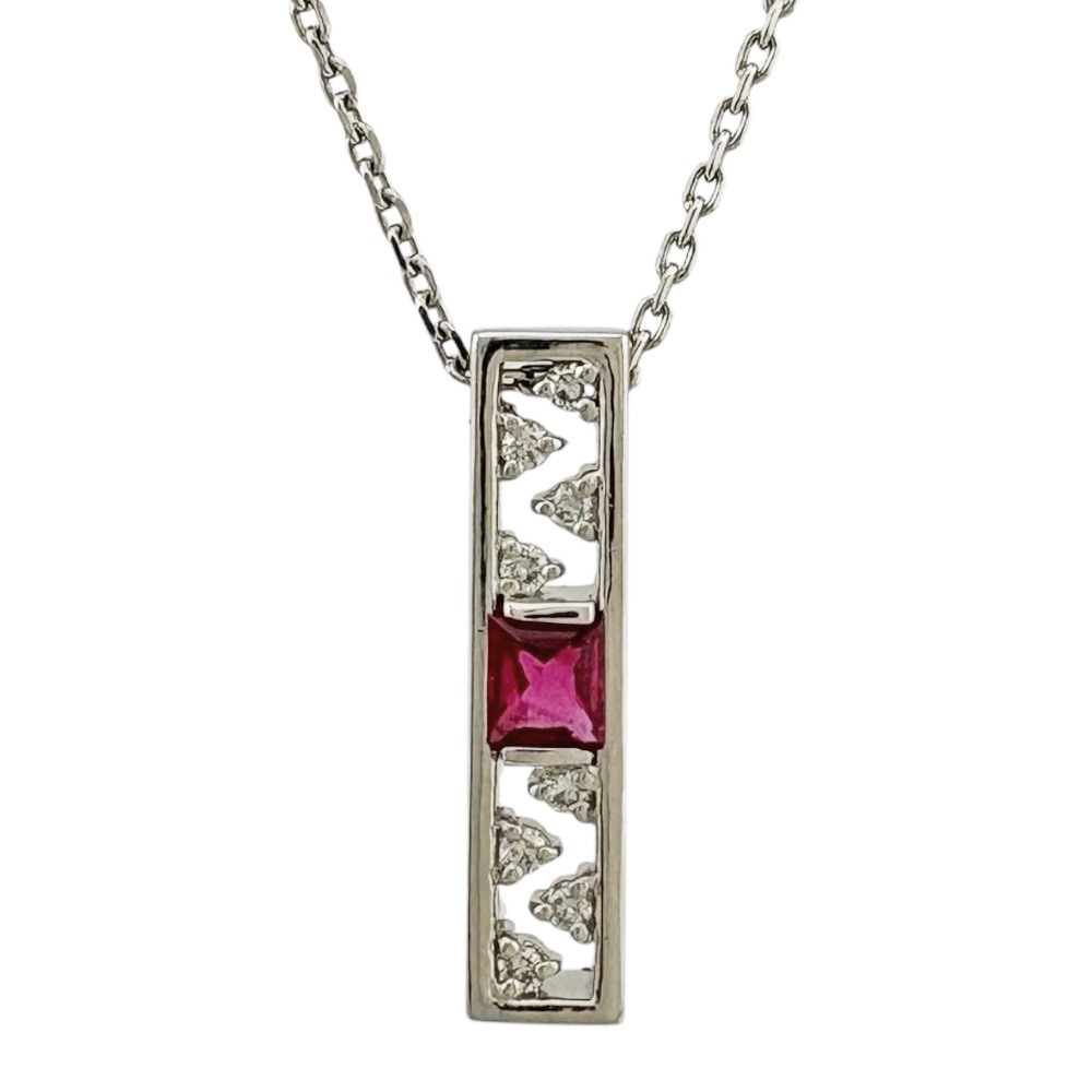 ネックレス Pt900プラチナ ルビー 中古 美品