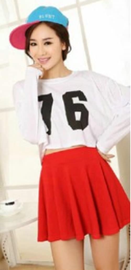 3284．フレアきれいめボトムス(レッド)　2019春夏　フリル　ひざ丈　美ライン　おしゃれ　スカート　お出かけ　お呼ばれ　女子会　普段使い