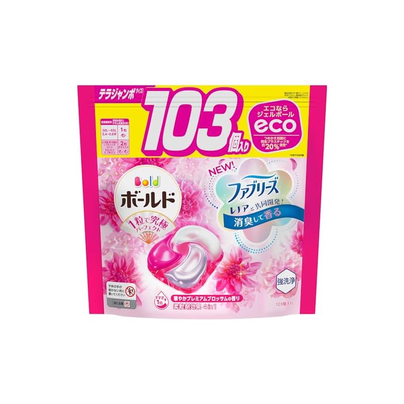 即納ボールド 洗濯洗剤 ジェルボール4D プレミアムブロッサム 詰め替え 103個大容量]