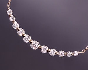 本物の品質天然 ダイヤモンド ネックレス 華奢 スマイル K18 国内生産品ダイヤ使用18金