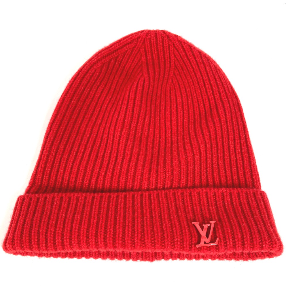 ニット帽 MP3249 ボネ・LV アヘッド ロゴ LVロゴ ビーニー 帽子 ニット帽 ニットキャップ カシミヤ レッド