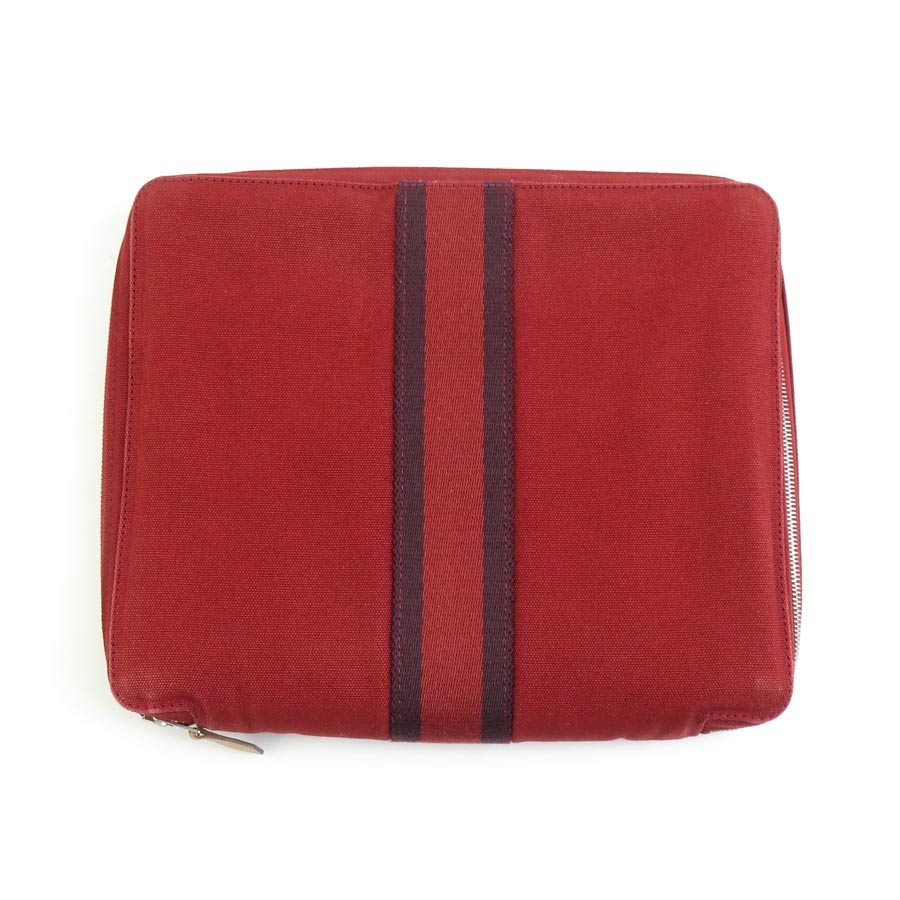 エルメス HERMES オーガナイザー コットン ブラウン シルバー ユニセックス e60197a