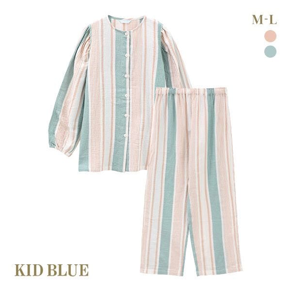 キッドブルー KID BLUE 24Wガーゼストライプ 長袖 フルレングス 上下セット パジャマ ル