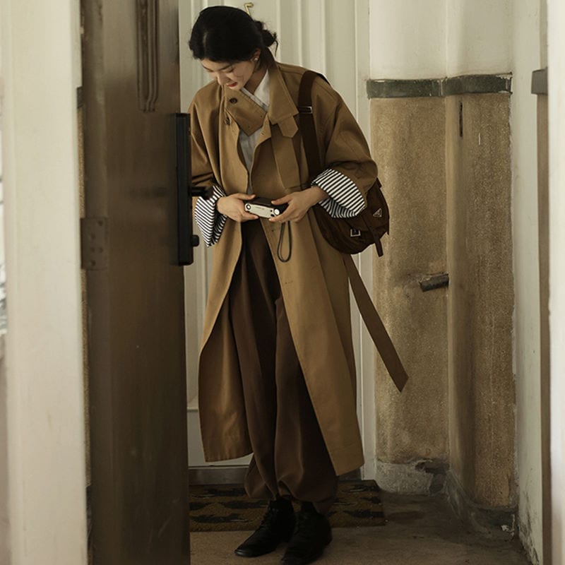 アウタートレンチコートセミロング コーデュロイ トレンチコート レディース 立ち襟 レトロシンプル ゆったり 百掛け 快適 コート 秋新作 文芸風 日韓 高級感 ジャケット