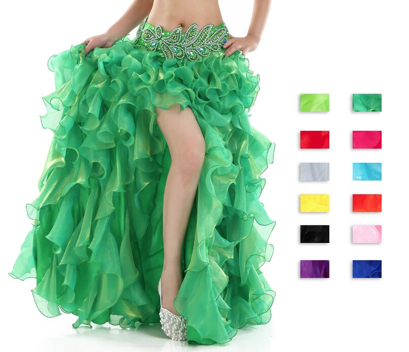 ベリーダンス 衣装 スカート 大人 巻きスカラップスカートボリューム ベリースカート レディースベリーダンス衣装 イベント衣装 モダンダンススカート スリット入り 演出服 練功服 12色