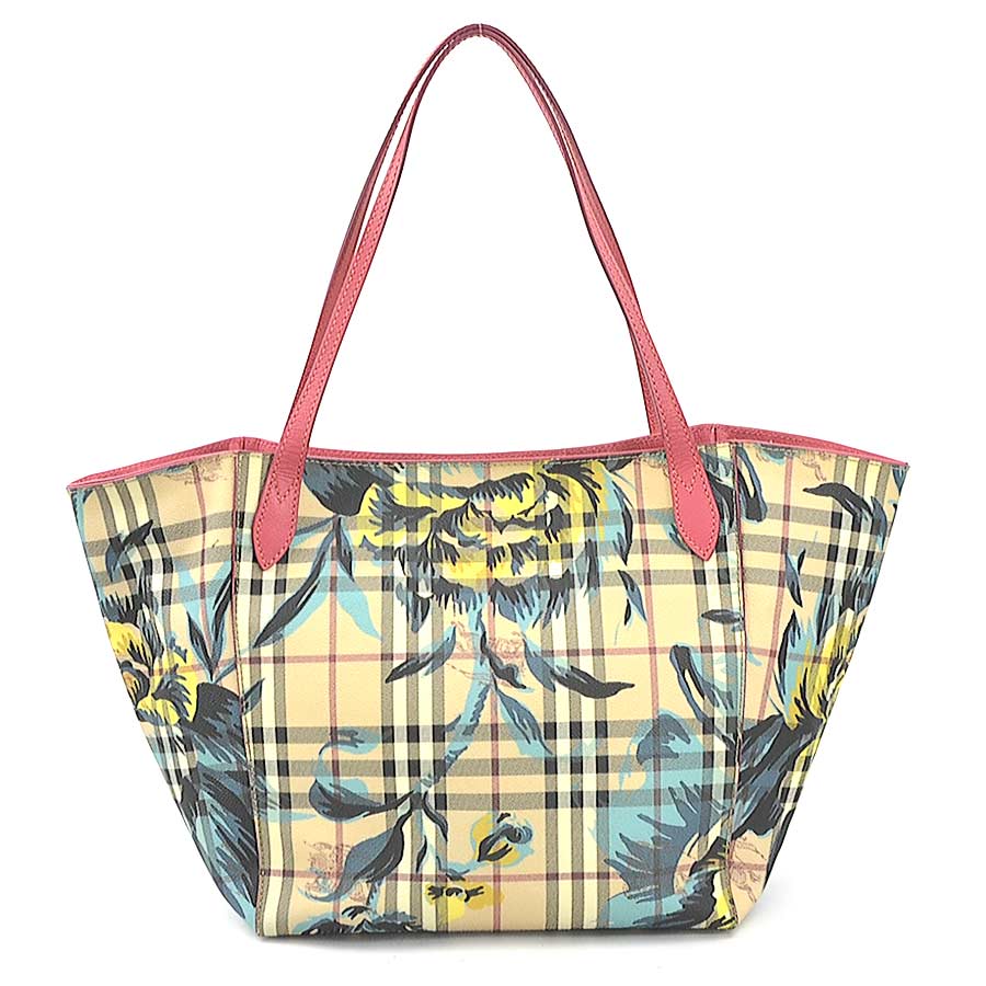 バーバリー BURBERRY ハンドバッグ トートバッグ PVCコーティングキャンバス/レザー ピンク×ベージュ系 レディース r10372a