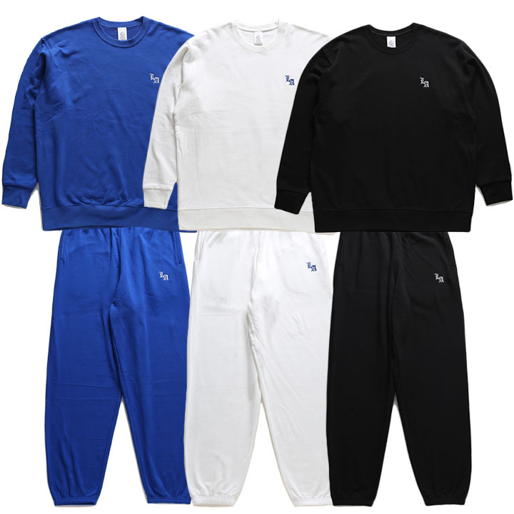 ACE FLAG 上下セット 長袖 ブランド メンズ 青/白/黒 大きいサイズ エースフラッグ セットアップ トレーナー 上下 LA エルエー 刺繍 ロサンゼルス