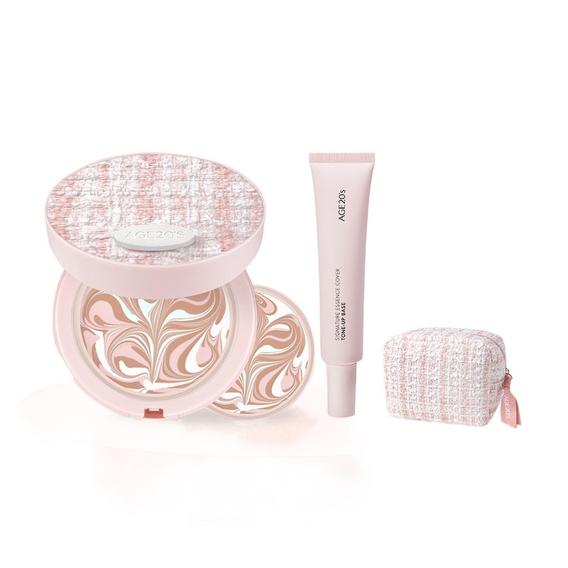 エイジトゥウェニスエッセンスファクトフローラブルーミングツイードエディション+シグネチャーベース40ml 2種セット(本品+詰め替え+ベース+ポーチ) (SPF50+ PA+++)