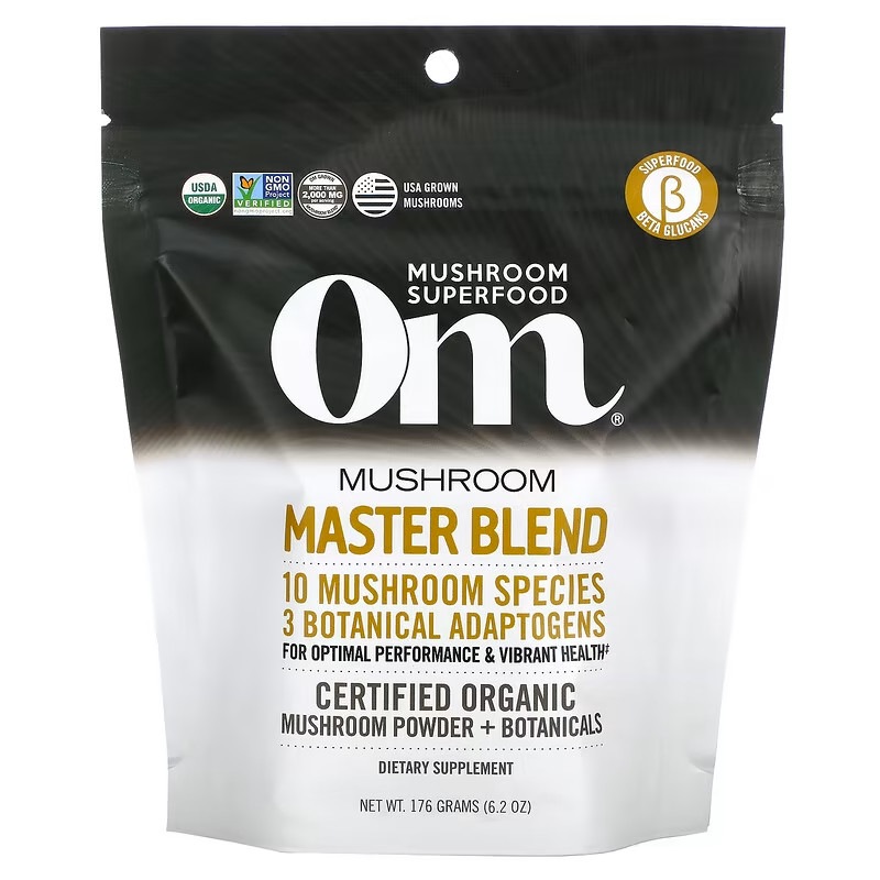 Om Mushrooms　認定オーガニックマッシュルームパウダー＋ボタニカルマッシュルームマスターブレンド6.2 oz (176 g)