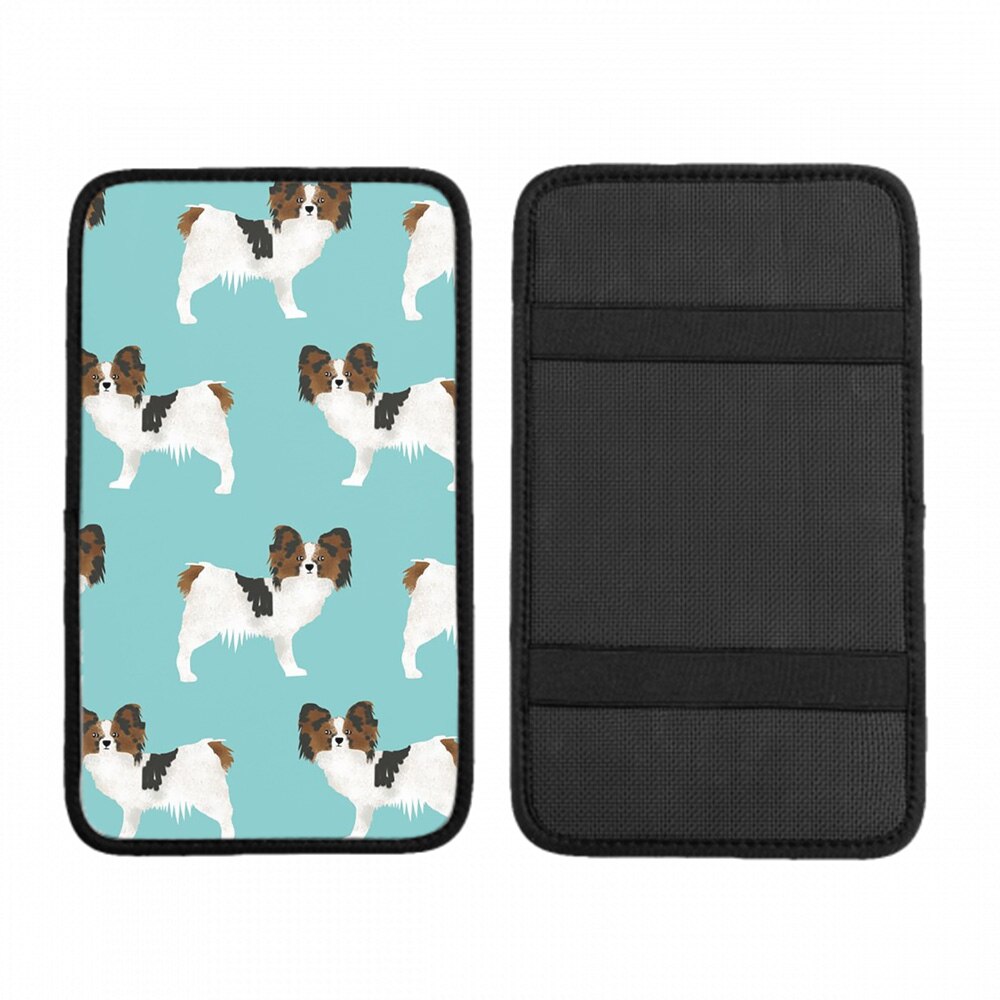 車の手すりボックスクッション パピヨン-犬-かわいい-おもちゃ-スパニエル-犬-かわいい-アクア-ブルー-デザイン-甘い-パピヨン-ギフト- ほこりや傷から耐久性と通気性