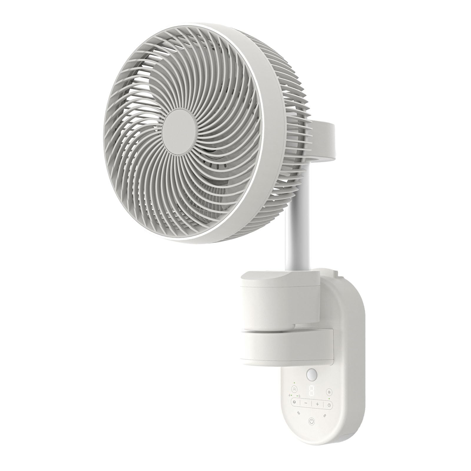 壁掛け扇風機 リモコン付き DCモーター 上下左右首振り 風量8段階 人感センサー ライト付き 静音 扇風機 25800148(110827)