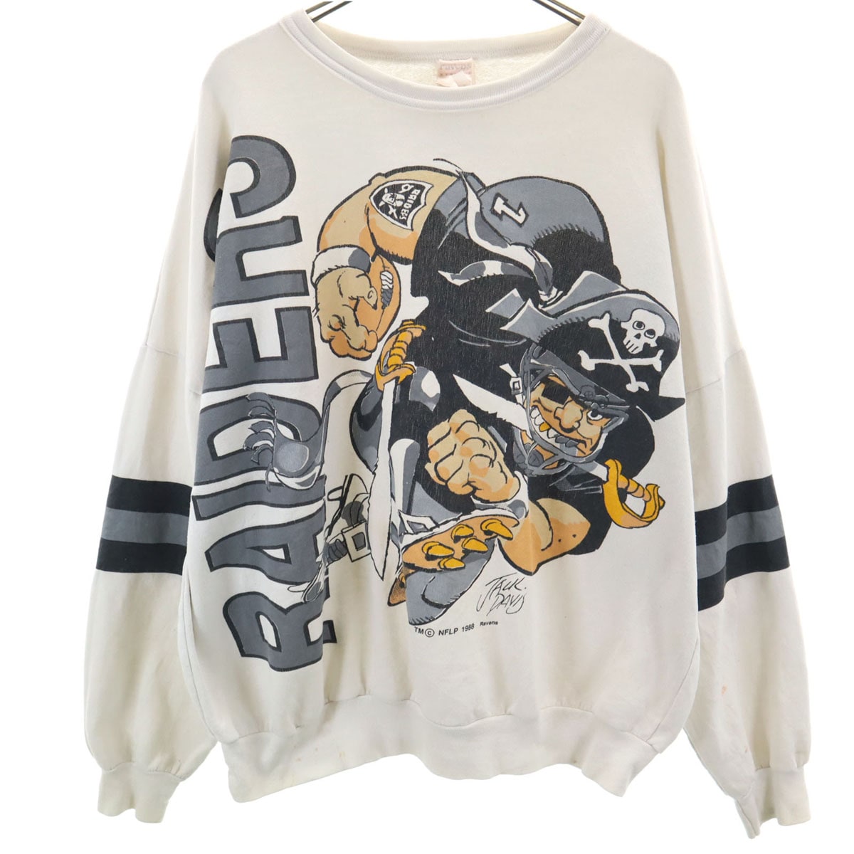 ravens 80s カナダ製 NFL レイダース 長袖 スウェット トレーナー L ホワイト JACK DAVIS メンズ 古着