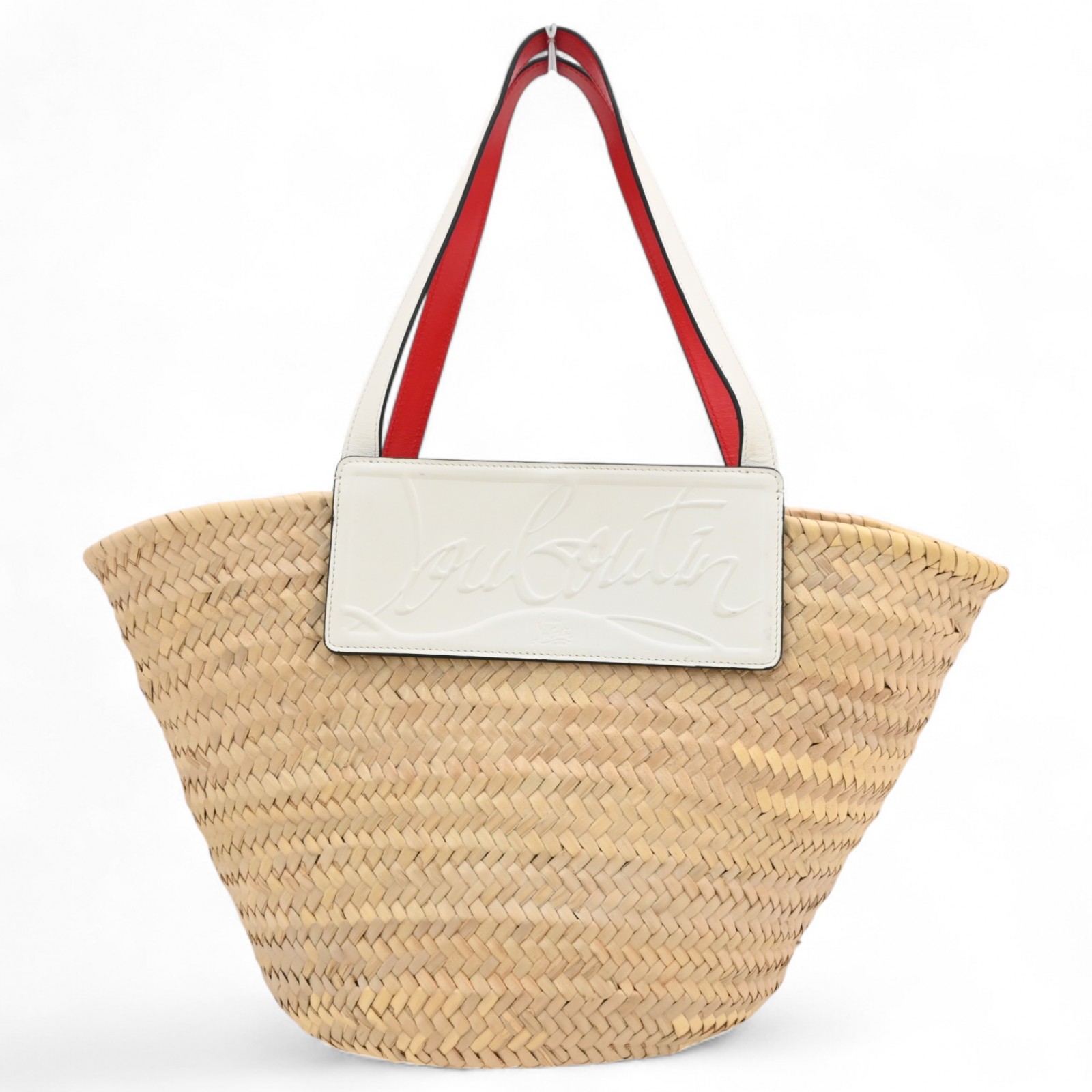 クリスチャンルブタン ルビショア カゴバッグ ラフィア/レザー Bランク cl4545cc