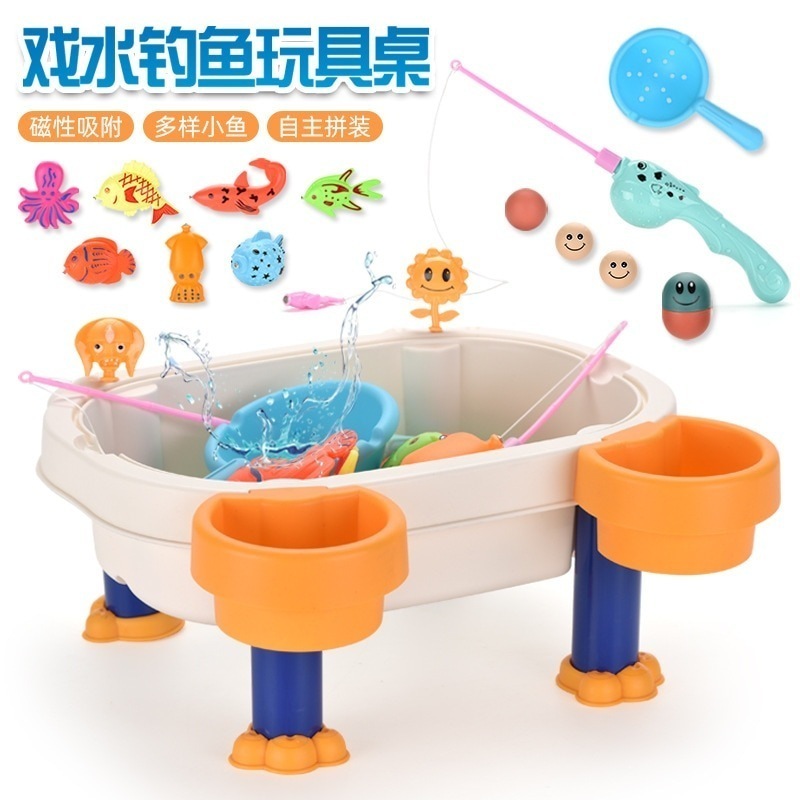 人気の子供用パズル釣りアセンブリテーブルセットベビービーチで遊ぶ水と釣りのプラットフォーム親子インタラクティブおもちゃ