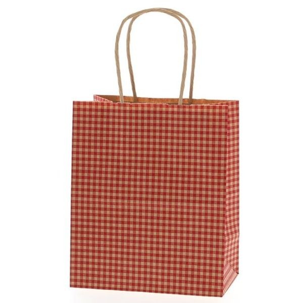 （まとめ買い）シモジマ HEIKO 手提げ紙袋 25チャームバッグ 25CB 21-12 ギンガム2 R 50枚 幅210xマチ120x高250mm 003266400 [x3セット]