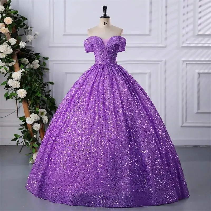 女性用のオフショルダーのスパンコール付きイブニングドレス舞台でのソロパフォーマンス声楽試験年次総会などに最適な新しいスタイルです