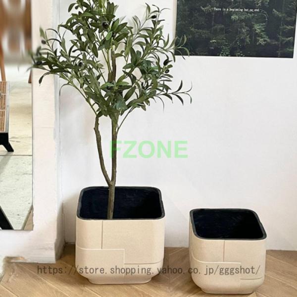 鉢植え 多肉植物鉢 セメント製 北欧 スタイル シンプル 底穴付き 大口径 アイデア植木鉢 大型 鉢ポット 方形 玄関 落地 置物 ins風 リビング盆栽 モダン