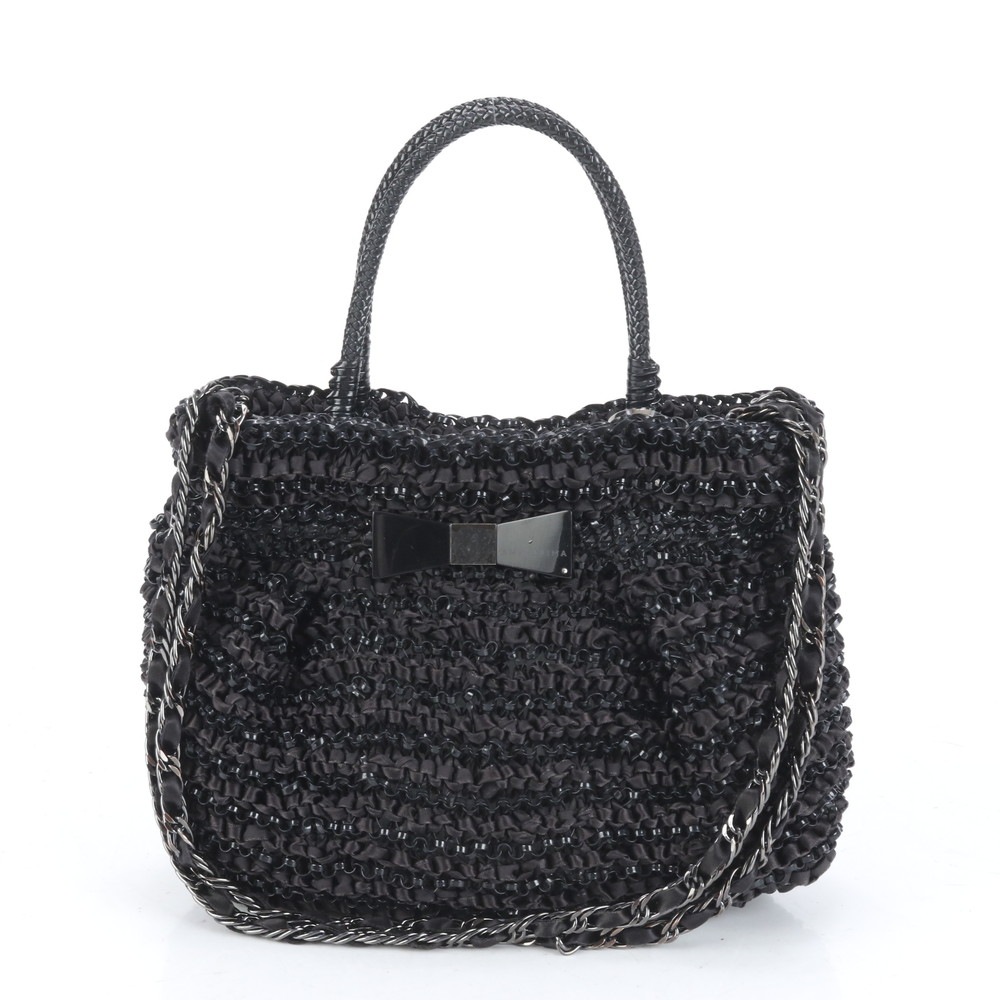 美品 ワイヤーバッグ リボン モチーフ チェーン 2WAY ショルダーバッグ 肩掛け トート ハンド レディース ECE CP16-3 中古 14,282円