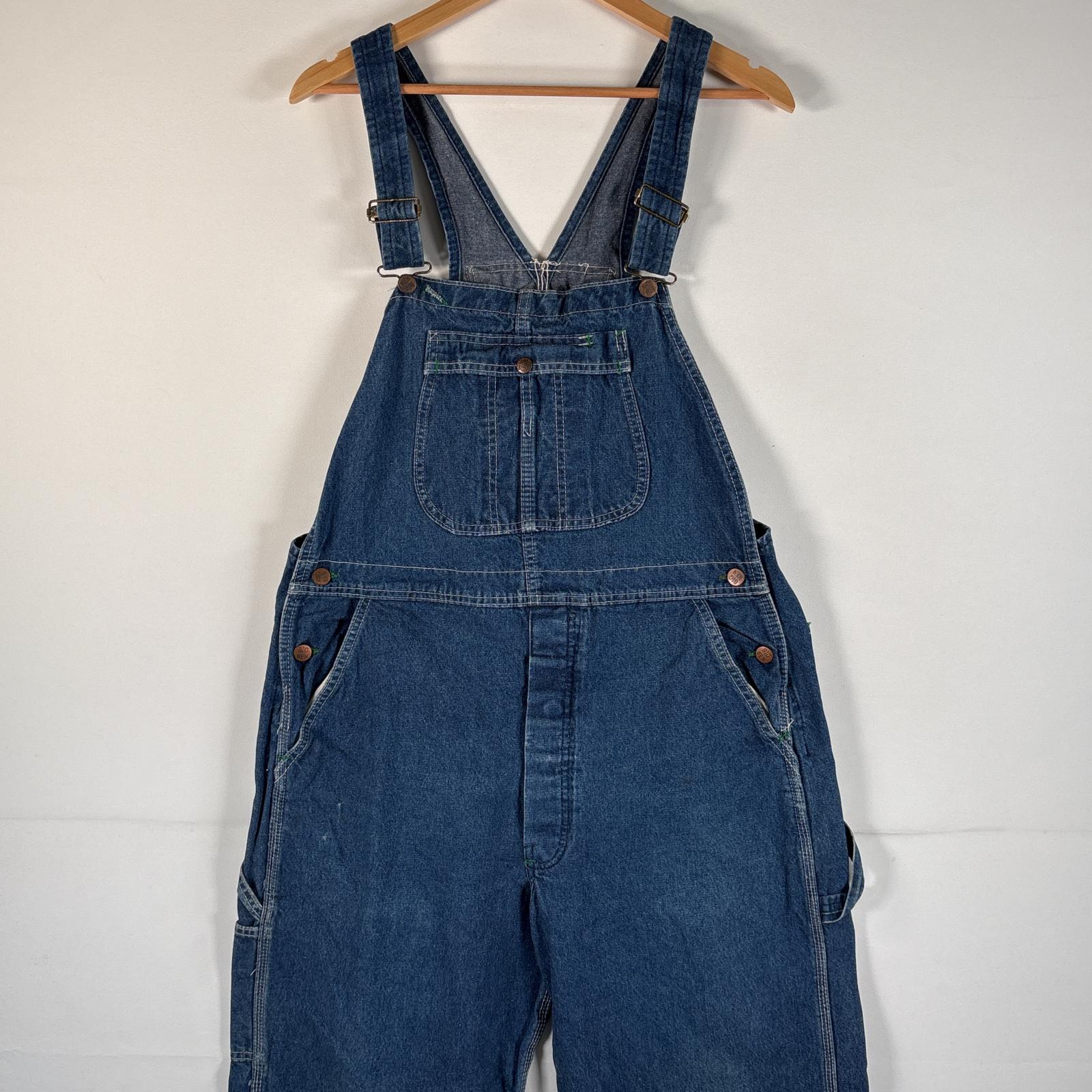 古着 80s～90s/80年代～90年代 ヴィンテージ ビッグベン BIGBEN USA製 オーバーオール デニム ワーク 大きいサイズ ペインターパンツ w38 L30 ブルー系 メンズ