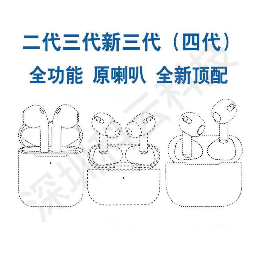 Apple HuaqiangbeiワイヤレスBluetoothイヤホンTWS第2第3第4世代ノイズキャンセリングANC Luoda 1562aと互換性があります