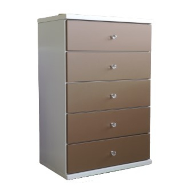 コンパクトチェスト 幅59.5cm 5段 キャメル スライドレール付き 木製チェスト チェスト