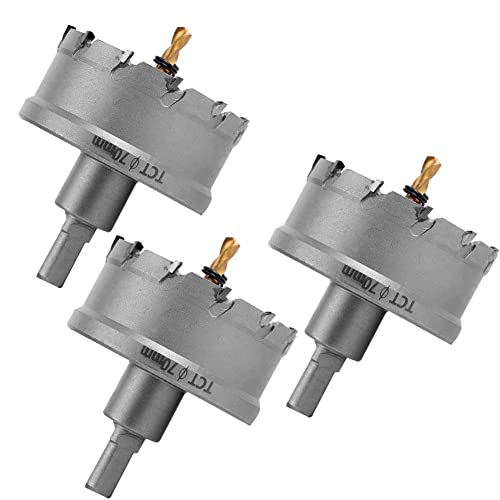 【DIYのプロ推薦】 超硬 ステンレス ホールソー 穴あけ 電動ドリル ホルソー ホールカッター ShopXJ (3, 70ｍｍ)