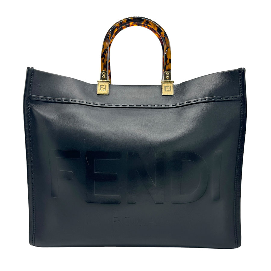 フェンディ FENDI ハンドバッグ ショルダーバッグ サンシャイン レザー ブラック/ブラウン ゴールド レディース z1283