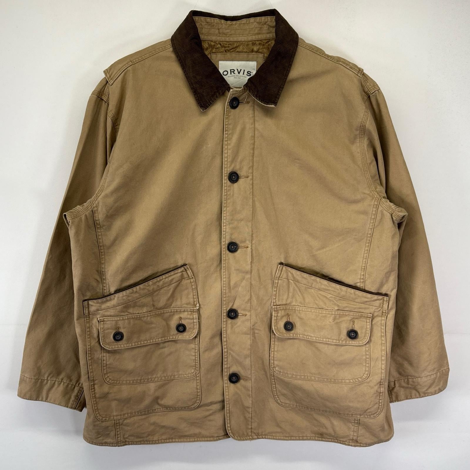古着 オービス ORVIS カバーオール 大きいサイズ ハンティングジャケット 中綿 裏地キルティング アウトドア 2XL ベージュ メンズ