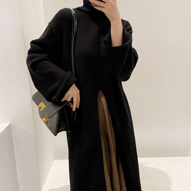 ワンピース ロング丈 袖あり 長袖 タートルネック デザイン 美ライン スリット 編み込み 透け感 ニット カラバリ かわいい 大人可愛い きれいめ シンプル カジュアル 大人 上品 おしゃれ お洒落 5,579円