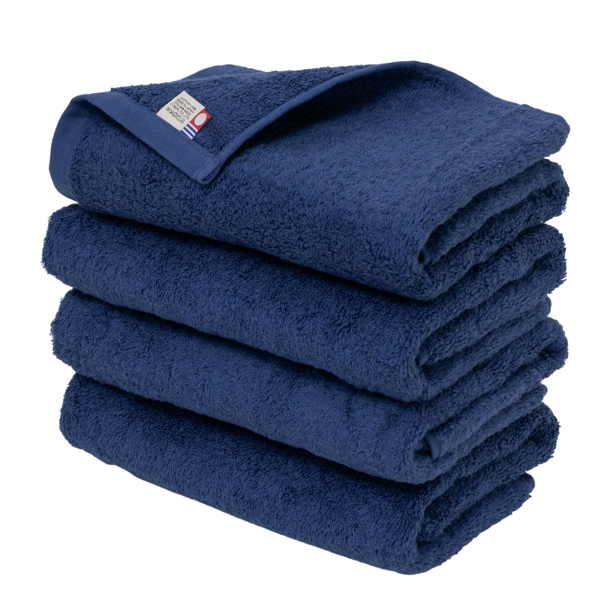 [ aso ] ミニバスタオル 今治タオル 4枚セット 中厚 44×100cm 綿100% 日本製 みんなのタオル (4枚セット・ネイビー) cy-mt275-mb4-na