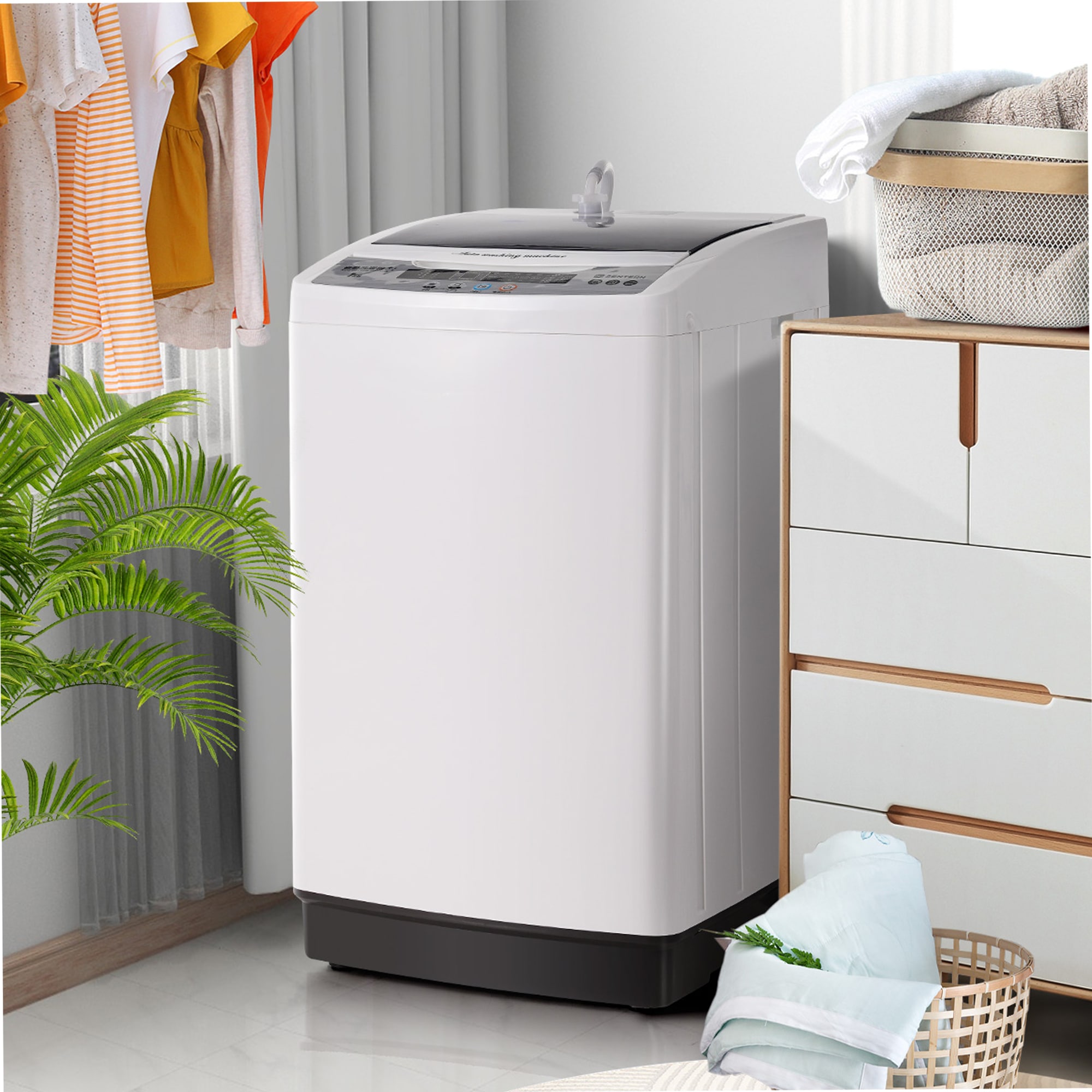洗濯機 一人暮らし 7kg 小型全自動洗濯機 10種類 小型洗濯機 縦型洗濯機 ミニ洗濯機 洗濯 脱水 すずき チャイルドロック 予約洗濯機能 ステンレス槽 排水ホース 部屋干し 毛布 きれい 洗濯器
