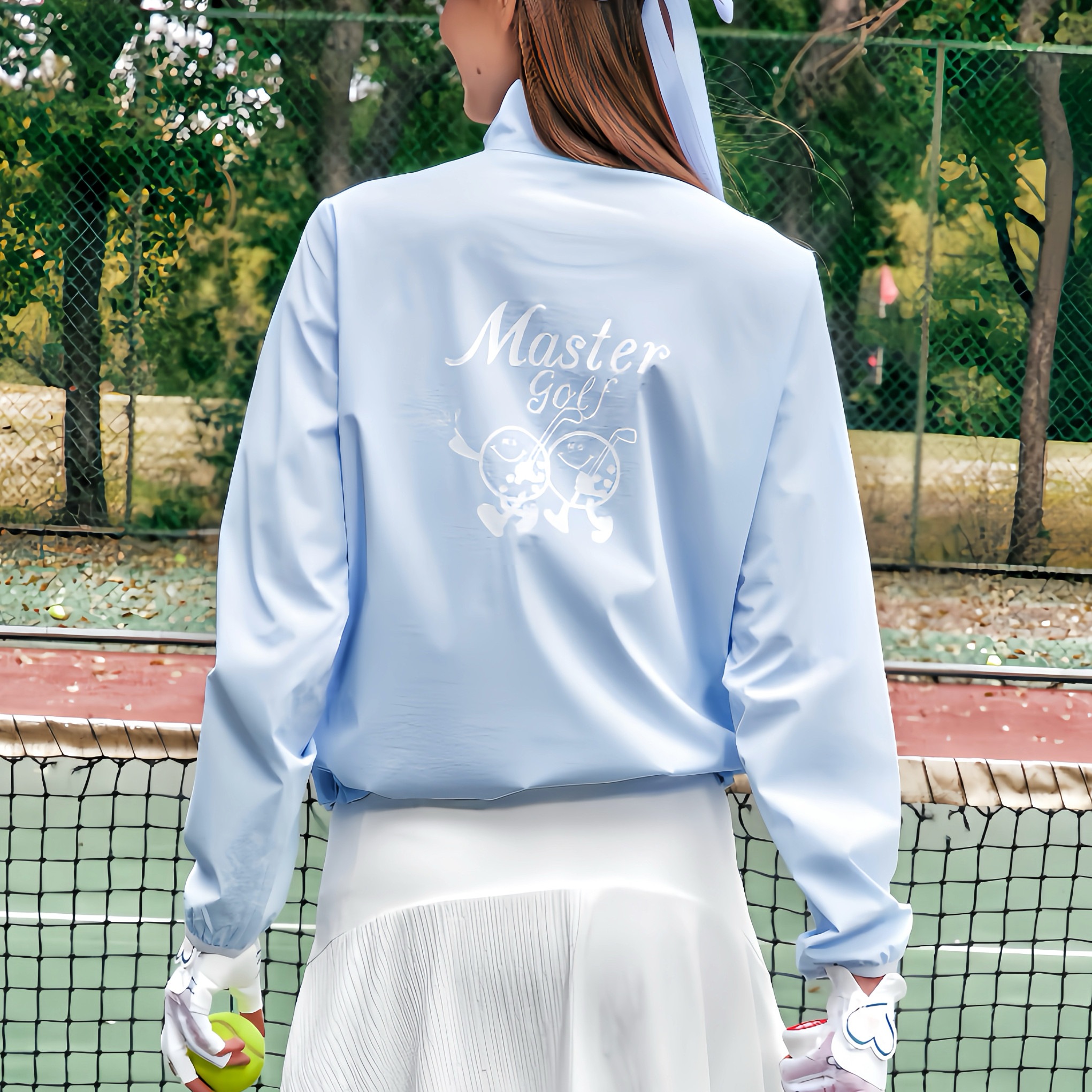 2026新作 ゴルフウェア スカート 長袖 パーカー ブルー ホワイト 夏 日焼け止め レディース ゴルフ スポーツ