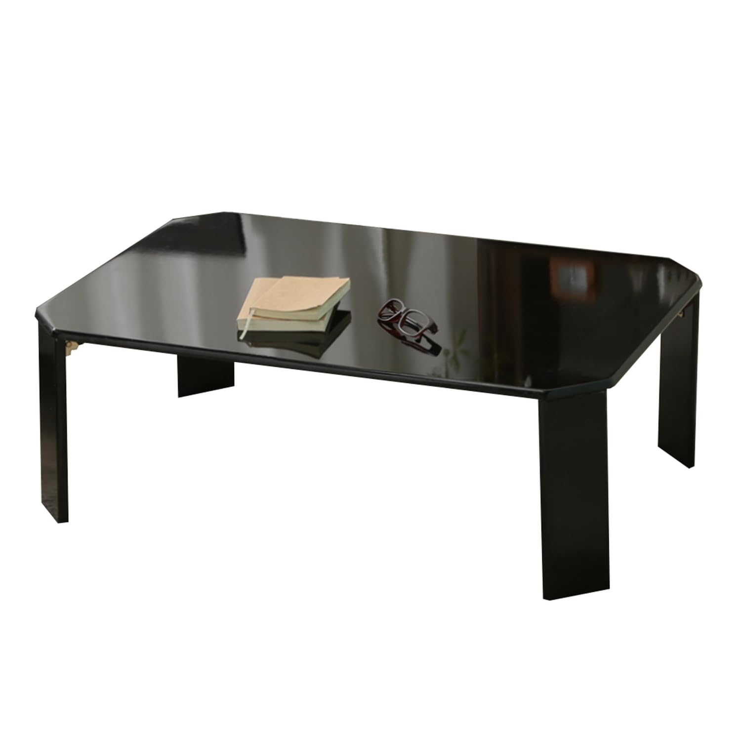 不二貿易 ローテーブル 折りたたみテーブル 幅90×奥行60×高さ32cm ブラック リビングテーブル UV塗装 お手入れ簡単 角が丸い ルーチェ 38419