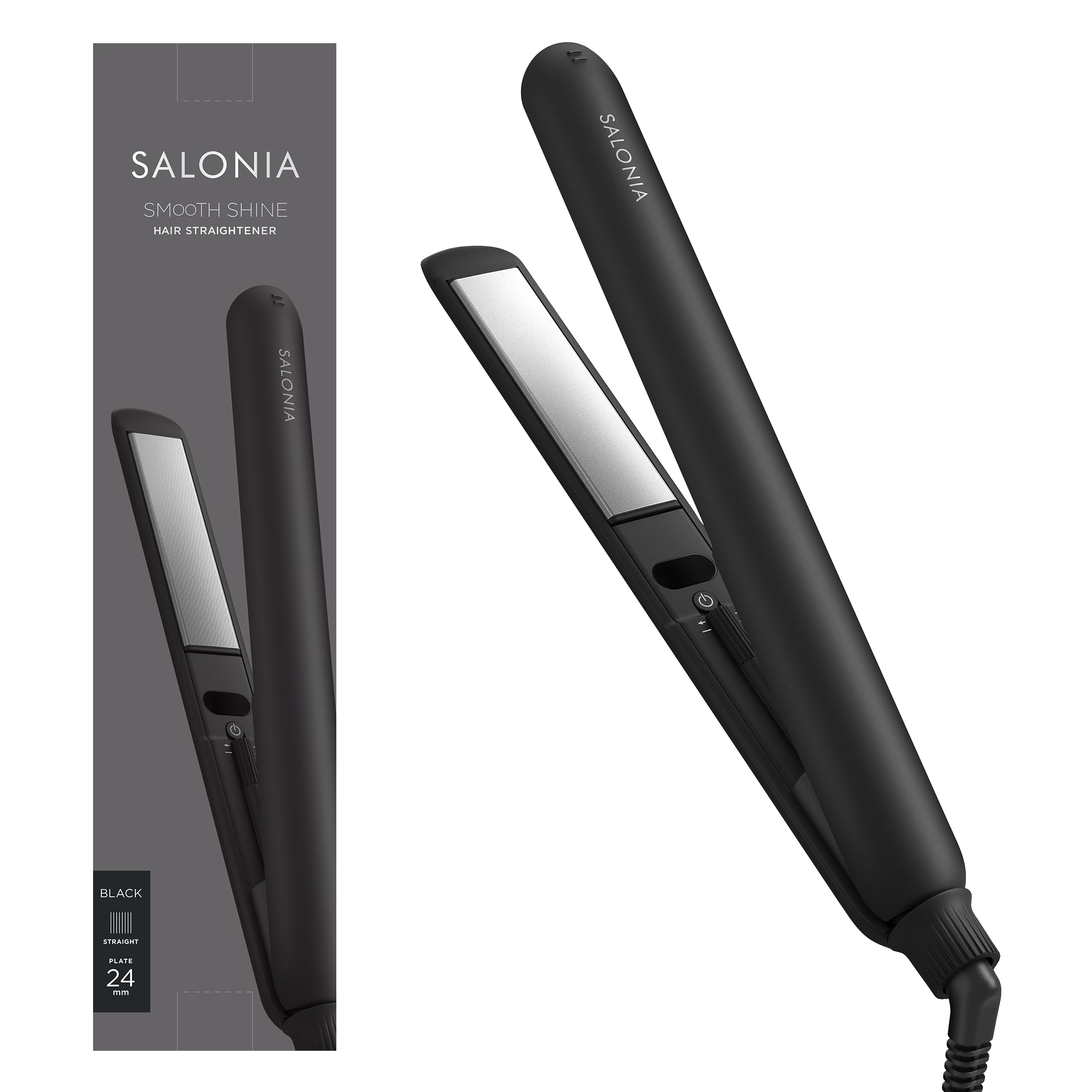 SALONIA サロニア スムースシャイン ストレートアイロン ヘアアイロン 24mm SAL23105BK ブラック
