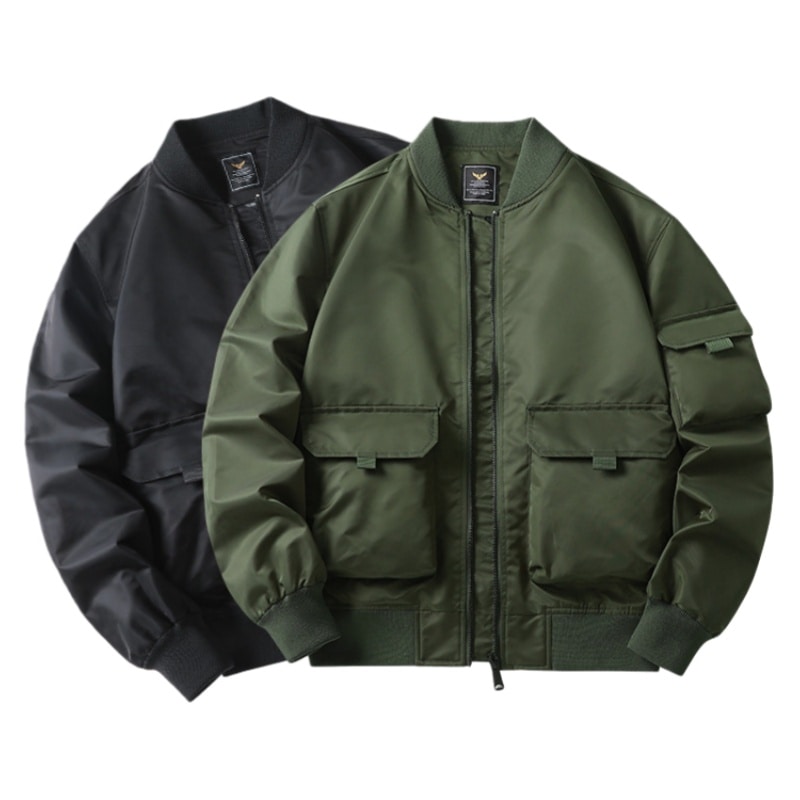 MA-1 フライトジャケット メンズ ブルゾン ジャンパー ミリタリージャケット 裏地付き 大きいポケット ストリート系 カジュアル 防風 アウター 秋 冬 おしゃれ 黒