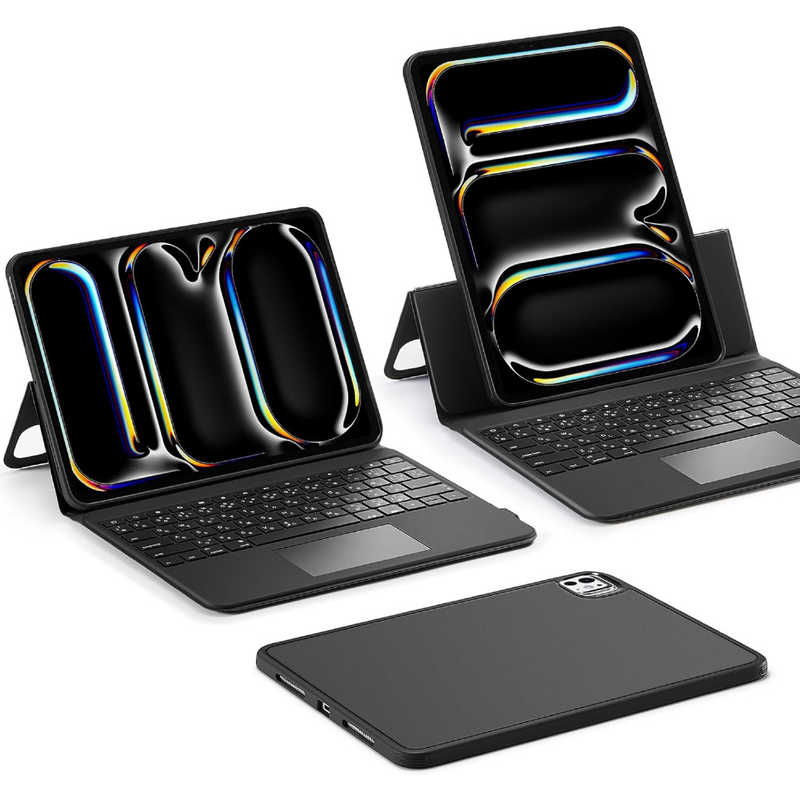 ESR　iPad Pro 13インチ M4 用 角度調節可能 横置き縦置き対応 着脱式キーボードケース Black　ESR Ascend Keyboard Case iPad Pro 13 M4