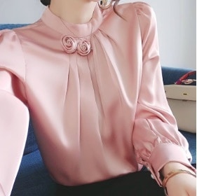 トップス ブラウス 長袖 ハイネック バラ かわいい 大人可愛い きれいめ シンプル 大人 上品 おしゃれ お洒落 大人女子 エレガント フォーマル 美容師 メイクアップアーティスト ネイリスト