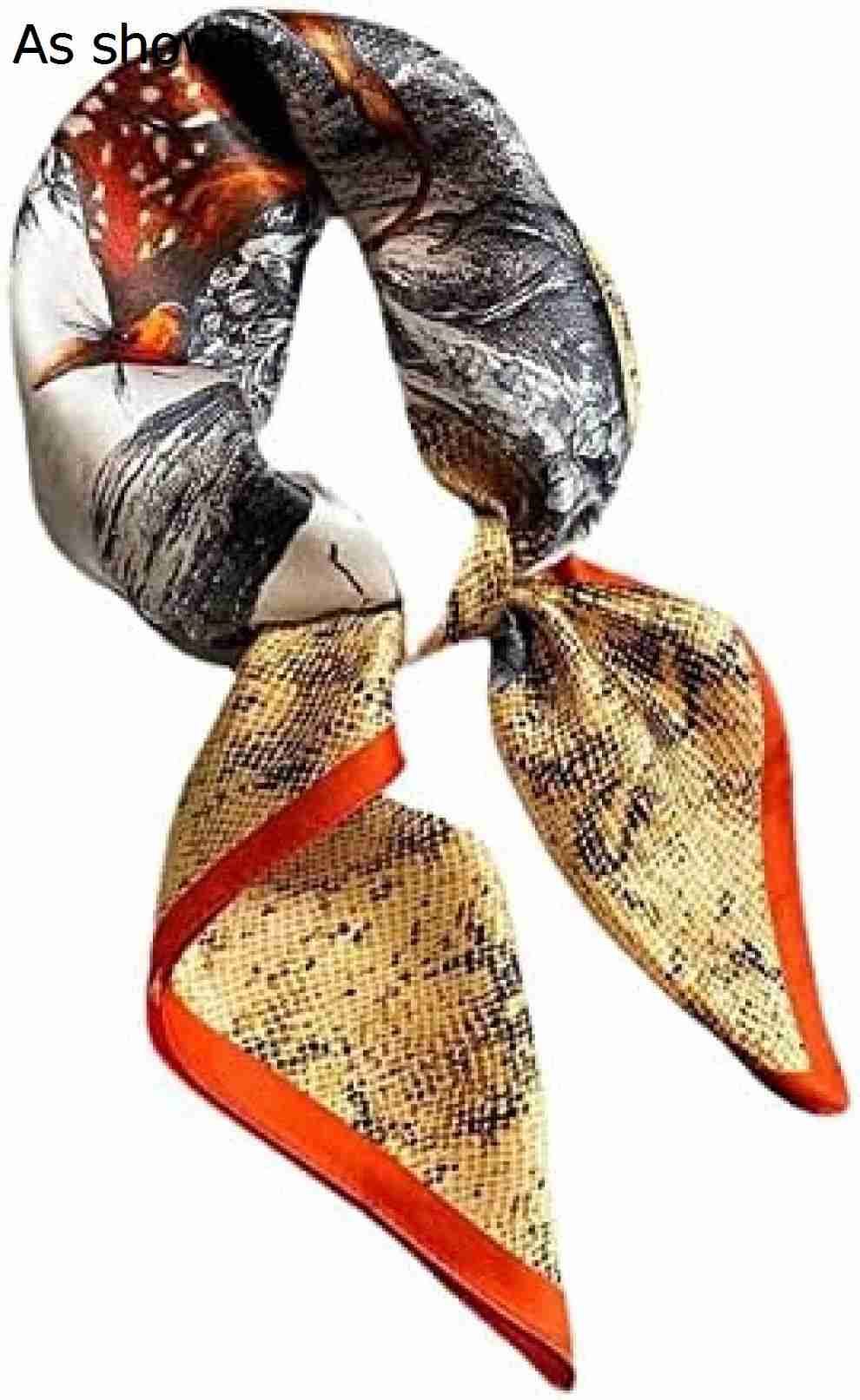 【20%OFFクーポン～】スカーフ レディース スモール スクエア スカーフ フォレスト ディア プラント プリント スカーフ ショール オフィス 7,538円