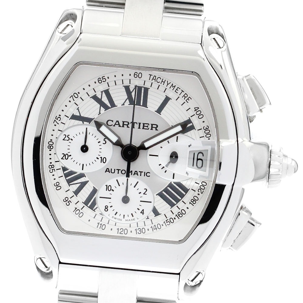 カルティエ CARTIER W62006X6 ロードスターLM デイト クロノグラフ 自動巻き メンズ 内箱付き_881016【中古】